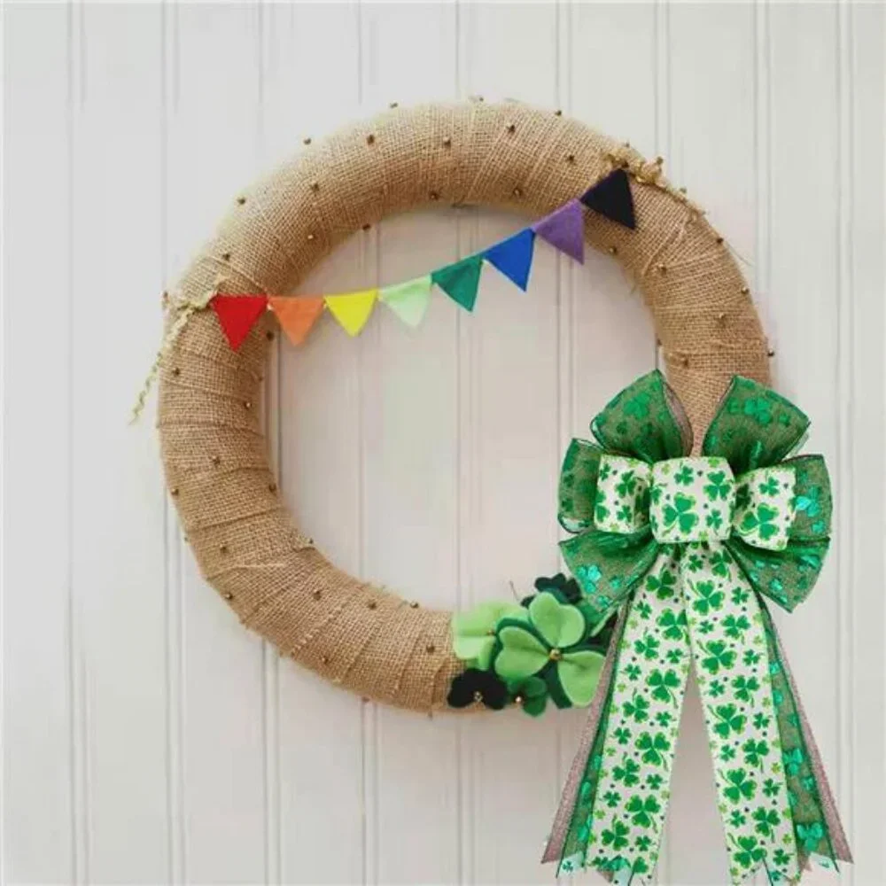 St Patricks Day Bow for Wreath Decorations,St Patricks Day Tree Topper